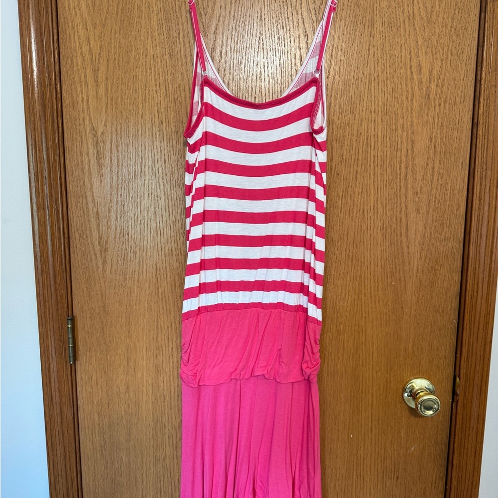 Pink and White Striped Sleeveless Dress - Picture 2 of 2